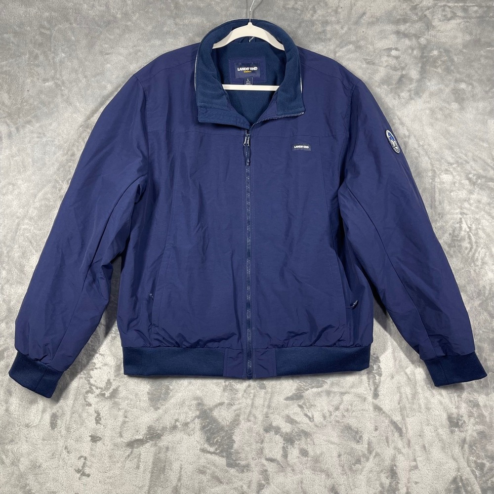 Vintage Lands End Squall Nylon Fleece Lined Bomber Jacket Mens Large